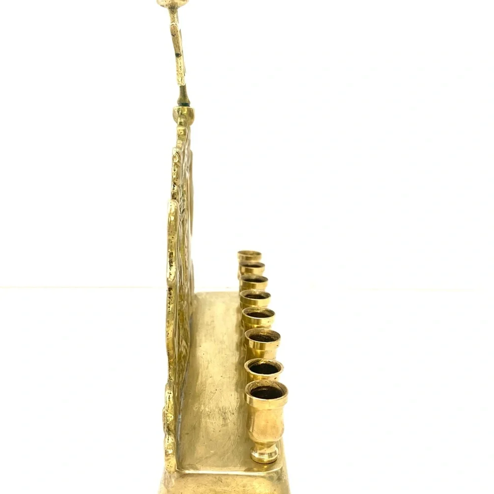 Vintage Lions of Judea Menorah Solid Brass Eastern European, c. 1900